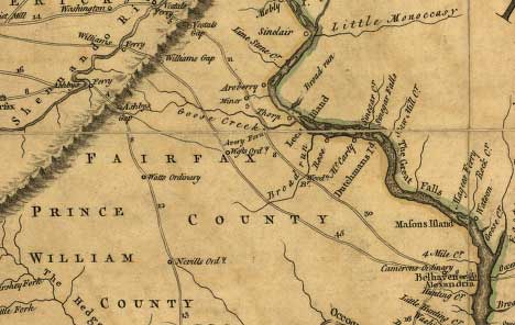 Portion of 1755 Fry and Jefferson Map updated by Dalrymple