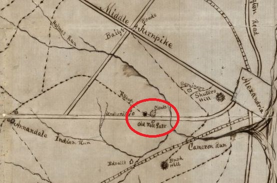 Civil War Field Map Showing Toll Gate in 1861