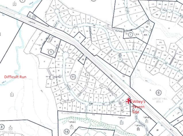 Wiley's Tavern Location Shown on Modern Property Map